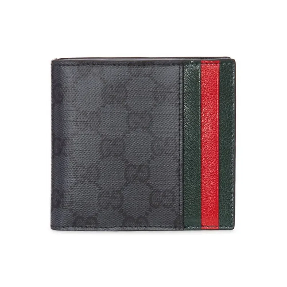 Gucci Men Bi-Fold Wallet With Card Slot And Web Ribbon